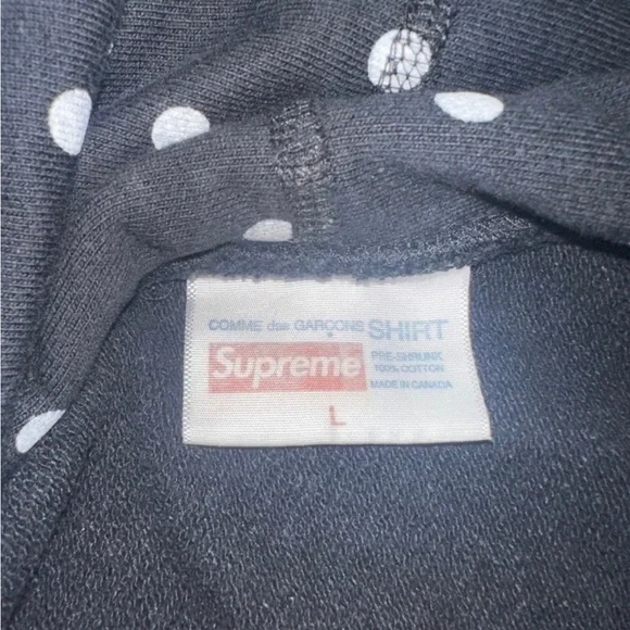 2012 Supreme x Comme Des Garcons CDG Polka Dot Box Logo Hoodie Black large